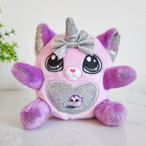 🎧 ZURU Rainbocorns Unicorn Cat Plush 4" Pink Purple Glitter Wings DJ Kitty Toy